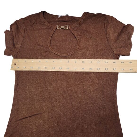APRLL Women's Brown Short sleeve Keyhole Front Top Size Small - Picture 7 of 8